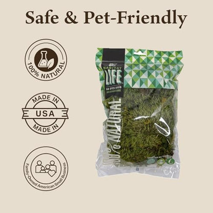 The Habitat Life - Natural Mood Moss - for Reptiles, Amphibians & Invertebrates Terrariums - Moisture-Retaining - Humidity Control - Soft Bedding - Dye-Free & Safe - Small - 1 Pack - size: Small, style: Mood Moss