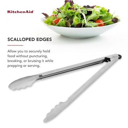 KitchenAid Stainless Steel Long Tongs, 14 Inch - color: Stainless Steel, size: 14 Inches