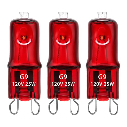 3 Pack G9 Infrared Heat Lamp Bulbs for Reptile, Dimmable Night Red UVA Reptile Heat Lamp, 2 Pin Base Mini Reptile Light Bulb Replacement (25 Watt)