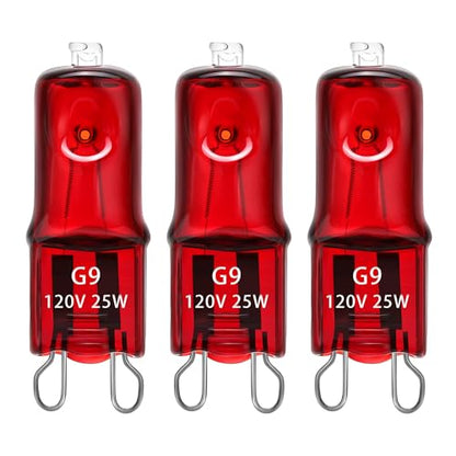3 Pack G9 Infrared Heat Lamp Bulbs for Reptile, Dimmable Night Red UVA Reptile Heat Lamp, 2 Pin Base Mini Reptile Light Bulb Replacement (25 Watt)