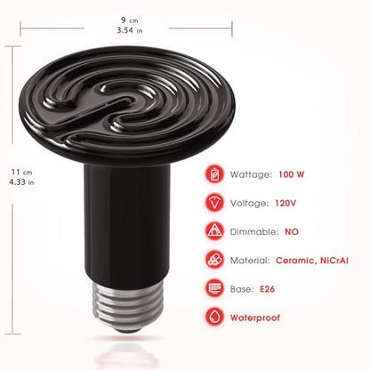 Briignite 100W Ceramic Heat Emitter for Reptiles