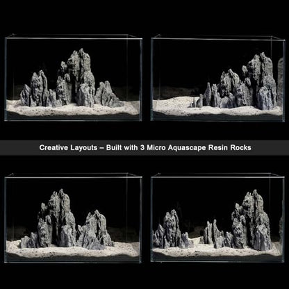 FZONE Resin Seiryu Stone Model Ph-Neutral Aquarium Rocks for aquascaping, Micro-Landscapes - size: 02 Seiryu Stone 7.48" × 5.51" × 7.87"