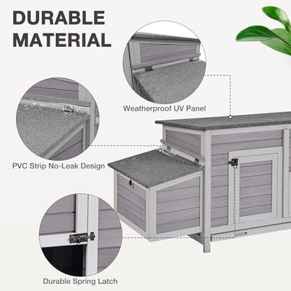 103’’ Large Chicken Coop with Run, Wooden Chicken House with Two Large Nesting Box and Leakproof Tray, Outdoor Hen House Poultry Cage for 4-6 Chickens, Waterproof Roof - size: 103"L x 39"W x 26.8"H