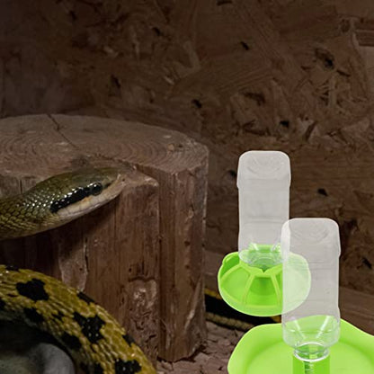 Happyyami 2sets Reptile Water Feeders for Tortoises and Lizards Plastic Water and Food Bowls Enclosure for Easy Drinking and Eating for Small Reptile Pets