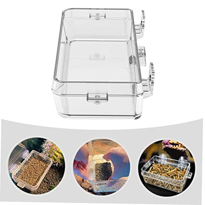 WOONEKY 2pcs Lizard Feeding Bowl Cup Transparent Wall-Mounted Reptile Feeder for Water and Food for Geckos Chameleons and Reptiles and Easy to Clean
