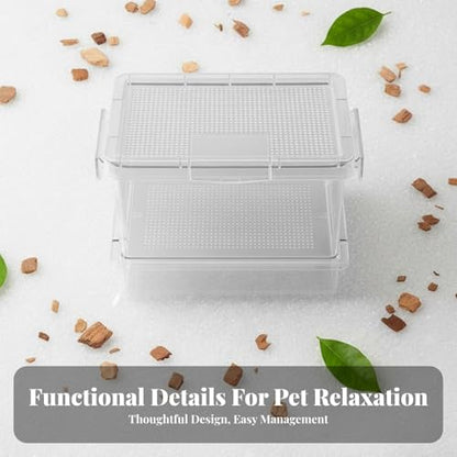 Reptile Feeding Box, Clear Ventilation Container for Mealworms and Crickets, 5.31 x 3.54 x 3.94 in
