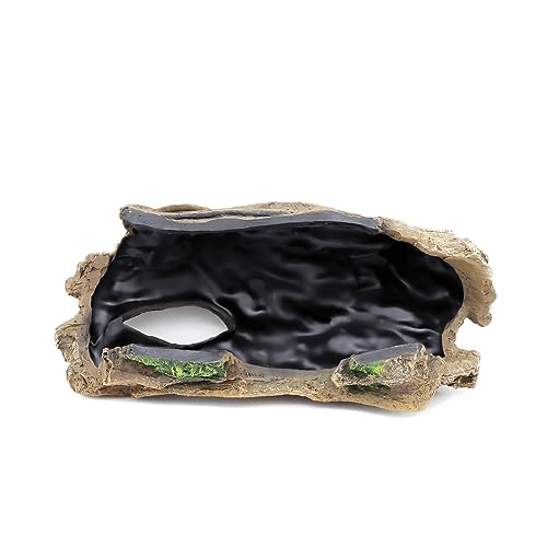 JIHAQUA Aquarium Resin Bark Terrarium Decor, Lizard, Snake or Reptile Hide,Lizard, Spider and Aquarium Fish Hide Cave (Large Bark B)
