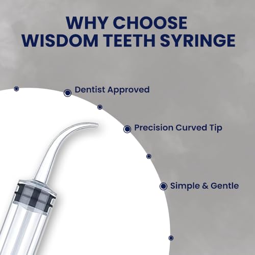 Wisdom Teeth Syringe - Pack of 5 Dental Curved Tip Syringe with Measuring Scale - Oral Care and Tonsil Stone Irrigation Syringes