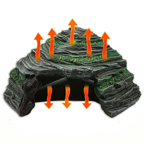 Heated Reptile Hides and Caves Resin Simulation Rock Reptile Hide Cave Bearded Dragon Hideout Heating Hide with Adjustable Temperature for Lizards Tortoise Turtles Snake Gecko