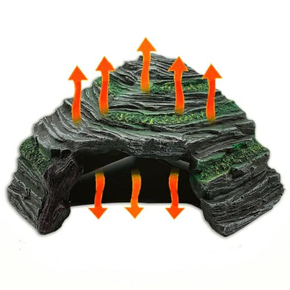 Heated Reptile Hides and Caves Resin Simulation Rock Reptile Hide Cave Bearded Dragon Hideout Heating Hide with Adjustable Temperature for Lizards Tortoise Turtles Snake Gecko