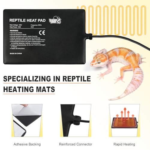 LUCKY HERP Reptile Heating Pad 16W 8X12 Inch with Thermostat, Under Tank Heater Terrarium Warmer Heat Mat and Digital Thermostat Controller for Hermit Crab, Turtles Lizards, Reptile - size: 16