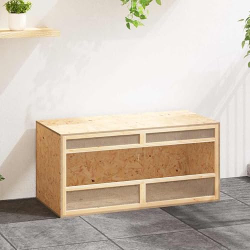 vidaXL Terrarium Small Animal Pet Supply Reptile Habitat Cage Glass Terrarium Jar Kit Feeding Box Engineered Wood 39.4"x18.5"x18.5" - size: 39.4" x 18.5" x 18.5"