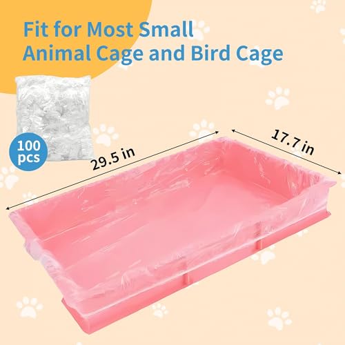 Disposable Cage Liner Bags (50-Pack) – 26'' X 18'' Clear Plastic Rabbit Cage Liners, Leak-Proof Toilet Film for Bunny, Guinea Pig, Hamster, Hedgehog & Small Animals – Universal Crate Tray Covers for - size: 50