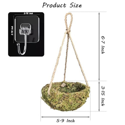 Humid Reptile Hide Leopard Gecko Tank Accessories Coconut Hide for Crested Gecko Tank Decor Handmade Moss Bearded Dragon Hammock Reptile Hideouts for Snake,Tortoise,Frog