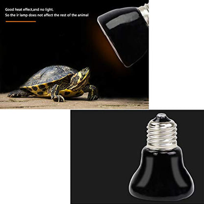 100W Mini Reptile Heat Lamp Bulb E26 Base Non-Light Emitting Infrared Ceramic Heat Emitter for Terrariums Turtles, Lizards, Snakes, and Small Pets 2-Pack