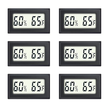 6 Pack Mini Indoor Temperature Humidity Meter Gauge Thermometer Hygrometer LCD Display Fahrenheit (℉) for Humidors Greenhouse Garden Cellar Jars Closet