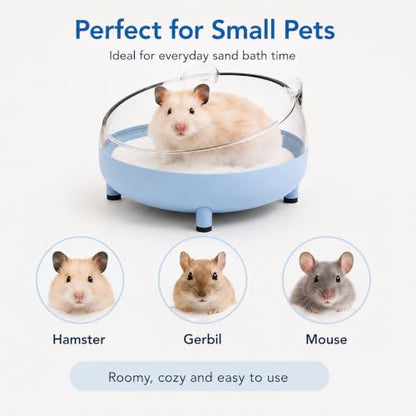 Meow&Woof Hamster Sand Bath Container, Large Sandbox Toilet Gerbil Batheoom, Tiny Chinchilla Dust Bathtub Sand Bath Box for Hamster Cage Accessories 5.2 Inch - Blue - color: Blue