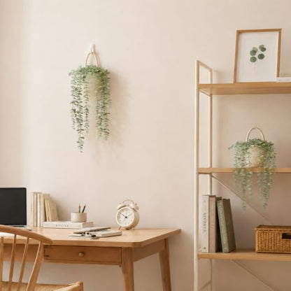 Fake Hanging Plant, Eucalyptus in Wall Woven Planters | Artificial Faux Plants, Soft Green, Cotton Hanger, 2PCS, Indoor Decor - size: Cotton Hanger-2PCS