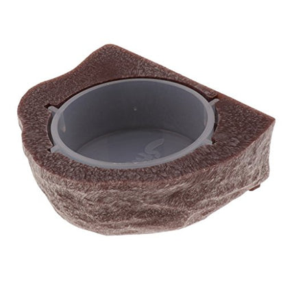 2 Pieces Magnetic Feeding Bowl Reptile Feeder for Lizard Snake Crested Gecko (Brown) - color: Brown