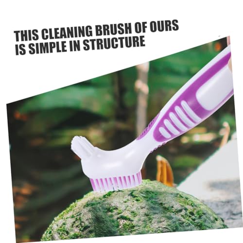 GANAZONO 3pcs Turtle Shell Cleaning Brush Double-Sided Mud for Tortoise and Aquatic Turtles Ergonomic Handle Shell Maintenance Tool - color: Violet