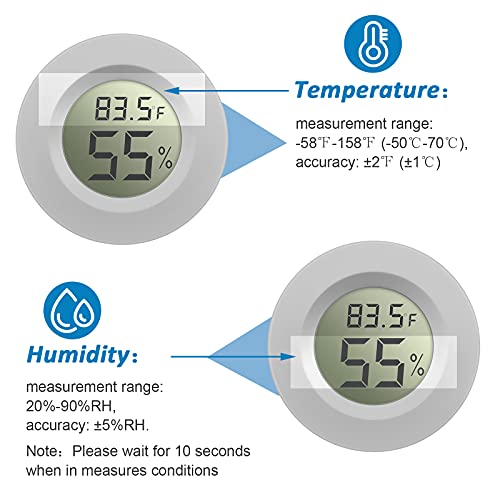 Weewooday 8 Pcs Mini Hygrometer Thermometer Digital LCD Monitor Indoor/Outdoor Room Humidity Meter Temperature Gauge for Greenhouse Garden Reptile Incubator Cellar ℉/℃ (Black,White) - size: Black, White
