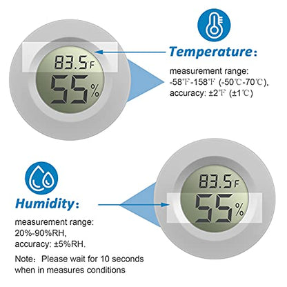 Weewooday 8 Pcs Mini Hygrometer Thermometer Digital LCD Monitor Indoor/Outdoor Room Humidity Meter Temperature Gauge for Greenhouse Garden Reptile Incubator Cellar ℉/℃ (Black,White) - size: Black, White