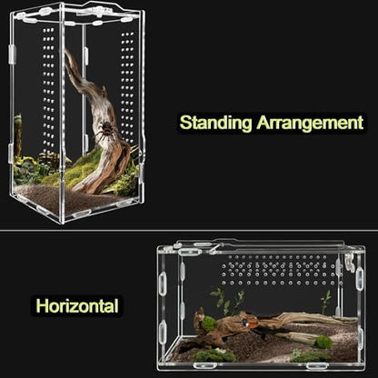 Micro Habitat Acrylic Reptile & Tarantula Enclosure, Small Tree Dwelling Reptiles, Amphibians, Spiders & Other Invertebrates - size: 8 * 8 * 14 inch