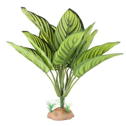 IBWell Reptile Terrarium Plants - Tortoise Habitat Accessories, Artificial Spider Plant for Gecko, Ball Python - Calathea Makoyana A