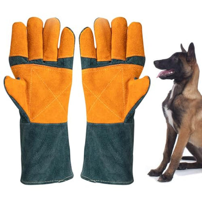 Animal Handling Gloves - Protective Pet Grooming Mitts, Scratch Resistant Cat Safety Gear | Reptile Handling Glove Leather, Puncture Proof Dog Training Gloves for Veterinary Use Wildlife Care - color: A