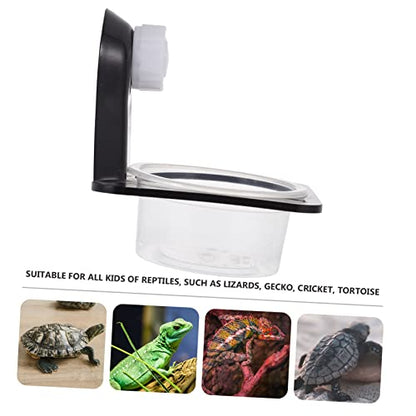 Abaodam 1set Reptile Feeders Double Bowl Design Lizard Water Basin Easy to Clean Feeding Dish for Bearded Dragons Geckos and Frogs