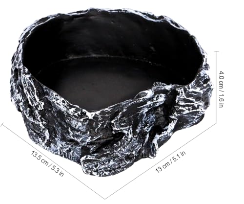 Reptile Feeding Dish Bowl,Reptile Rock Food/Water Dish for Reptiles,Amphibians,Bearded Dragon,Lizard,Frog,Gecko,Tortoise,Hermit Crab and Other Little Critters,Made from Premium Resin(Large Size)