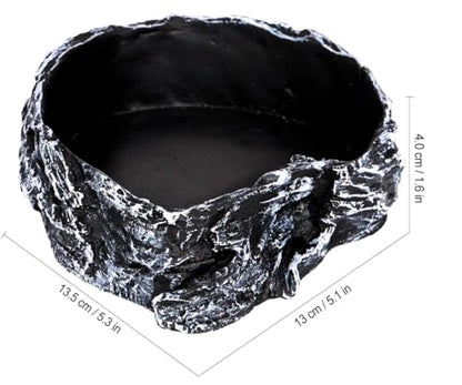 Reptile Feeding Dish Bowl,Reptile Rock Food/Water Dish for Reptiles,Amphibians,Bearded Dragon,Lizard,Frog,Gecko,Tortoise,Hermit Crab and Other Little Critters,Made from Premium Resin(Large Size)