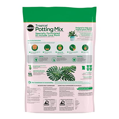 Miracle-Gro Tropical Potting Mix, 6 qt. - Growing Media for Tropical Plants Living in Indoor and Outdoor Containers - size: 1 Pack, style: Potting Mix