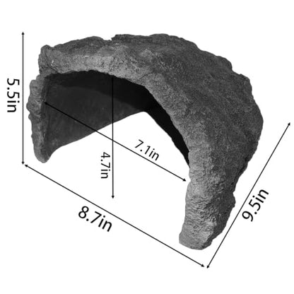 Extra Large Reptile Hideout & Basking Platform, Resin Rock Cave Habitat Decor for Bearded Dragon, Tortoise, Snake, Lizard - Aquarium & Terrarium Tank