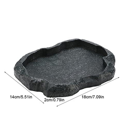 AYNEFY Reptile Food Water Rock Bowls,Resin Reptile Feeder Lizard Feeding Dish Amphibian Feeder Bowl Terrarium Decor for Bearded Dragons Leopard Gecko Frog Snake(Emerald - size: M