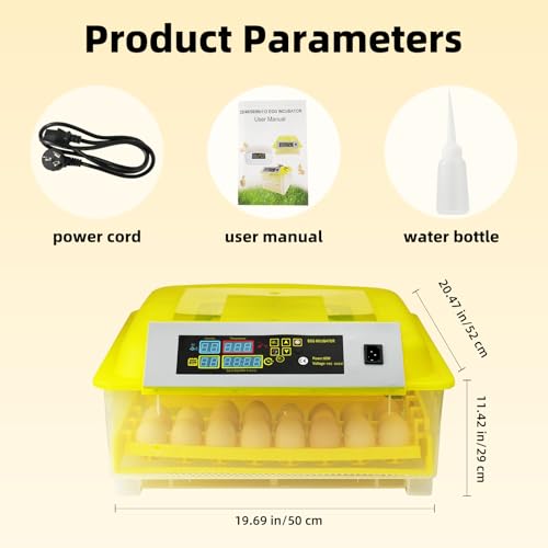 Egg Incubator for Hatching Eggs, 56 Egg Capacity with Automatic Egg Turner | Digital Humidity Control, Clear Temperature Display, Externa, 360° Clear Viewing for Poultry, Ducks, Quail