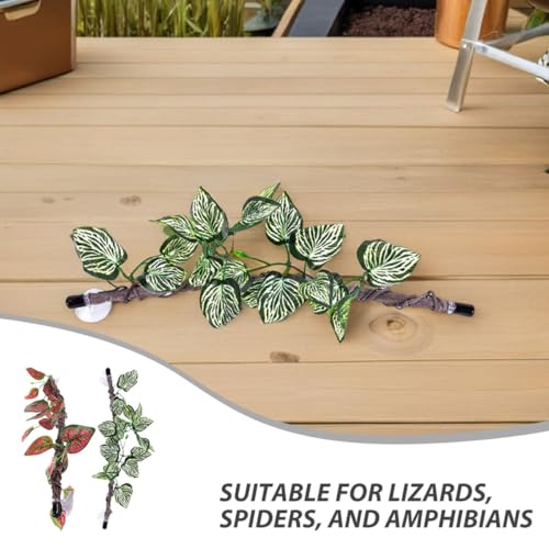 Cabilock 2pcs Artificial Reptile Jungle Vines with Flexible Climbing Branches and Suction Cups for Terrarium Decoration, Snake Climbing Accessories for Lizards, Frogs, Geckos, and Spiders