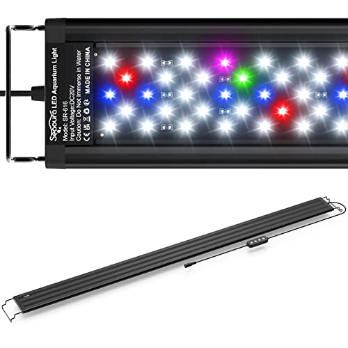 SEAOURA Led Aquarium Light for Plants-Full Spectrum Fish Tank Light with Timer Auto On/Off, 48-54 Inch, Adjustable Brightness, White Blue Red Green Pink LEDs with Extendable Brackets for Freshwater - size: for 48-54 inch tank