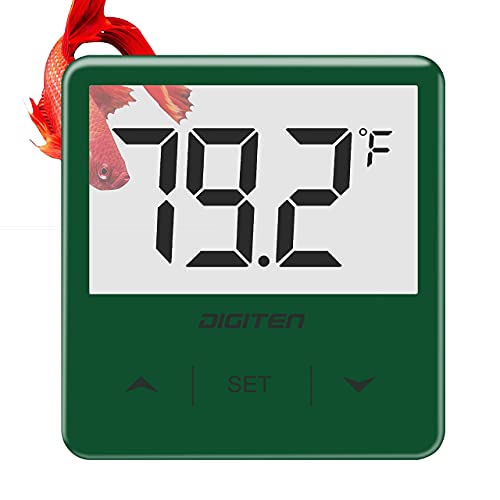 DIGITEN Aquarium Thermometer Digital Fish Tank Thermometer with Large LCD Display Stick On Water Terrarium Temperature Sensor Gauge for Reptiles Turtle Amphibians - color: Green