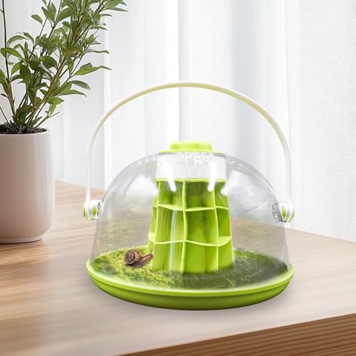 Round Transparent Snail Terrarium Kit, Portable Plastic Habitat with Air Vents & Removable Base, Breeding Box for Snails, Beetles, Spiders, Ladybugs & Small Insects