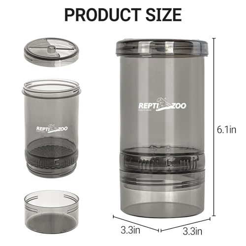 REPTI ZOO Reptile Cricket Calcium Powder Mixer, Cricket Keeper Shaker for Bearded Dragon Gecko Snake Lizards, Dispenser Feeder for Chameleon Reptile & Amphibians