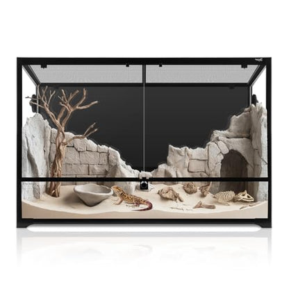 67 Gallon Reptile Tank Large Full Glass Terrarium, Bearded Dragon Tank Front Opening Reptile Enclosure Cage with Anti Escape Ventilated Top Lid for Snake Gecko Lizard Turtle 36''x18''x24''