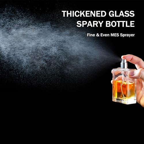 YU FENG 2 Pack Perfume Spray Bottles, 100ml/3.4oz Refillable Glass Perfume Atomizer, Empty Square Clear Glass Cologne Bottles with Fine Mist Spray - color: Style 2