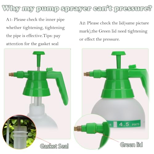 MRPAPA 3PCS Handheld Pump Sprayer, Garden Pressure Water Spray Bottle with Adjustable Brass Nozzle for Plants (2L-Green White) - color: 2L-White-3PCS
