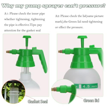 MRPAPA 3PCS Handheld Pump Sprayer, Garden Pressure Water Spray Bottle with Adjustable Brass Nozzle for Plants (2L-Green White) - color: 2L-White-3PCS
