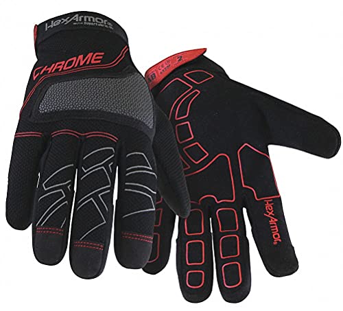 HexArmor Cut-Resistant Touch Screen Work Gloves | Chrome Series® 4022 | Large - color: Chrome Series 4022 | Black/Red, size: Large