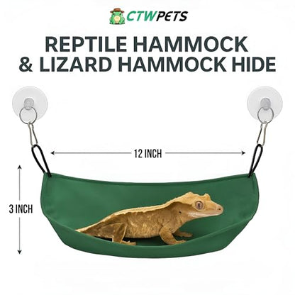 CTWPets Reptile Hammock & Lizard Hammock Hide (100% Polyester, 2 Suction Cups) 9.8" x 3.9" with 2.4" Ideal for Geckos, Lizards & Small Reptile Hide Crested Gecko Accessories (Bright Yellow, Medium) - color: Bright Yellow