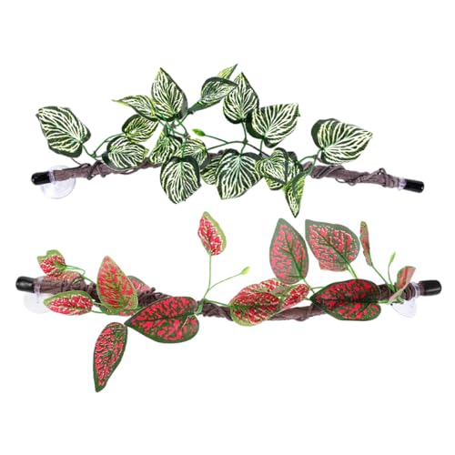 balacoo Reptile Vines for Terrarium 2pcs Bendable Artificial Jungle Branches with Suction Cups Climbing Decor for Snake Lizard Amphibian Habitat Accessories
