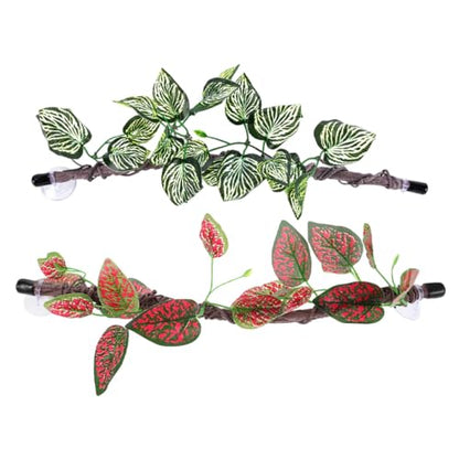 balacoo Reptile Vines for Terrarium 2pcs Bendable Artificial Jungle Branches with Suction Cups Climbing Decor for Snake Lizard Amphibian Habitat Accessories
