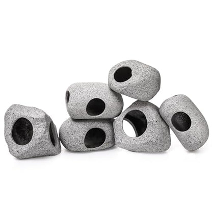 Eorbow 6 Pack Aquarium Decoration Rock Caves, Betta Fish Tank Hideaway, Hideout Stones House Decor for Cichlid Shrimp Territorial Fish Hiding Breeding Spawning, Fish Tank Ornaments